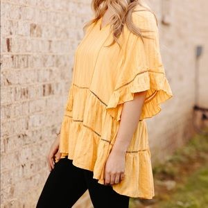 Bohemian Style Mustard Tunic Top